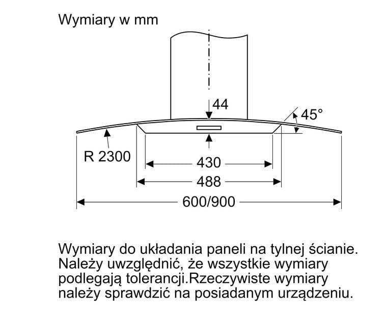 OKAP NAŚCIENNY 60CM CZYSTE SZKŁO DWA66DM50 - obrazek 2
