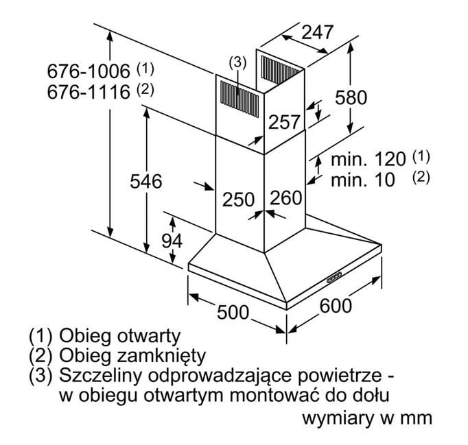 OKAP NAŚCIENNY 60CM STAL NIERDZEWNA DWQ66DM50 - obrazek 2