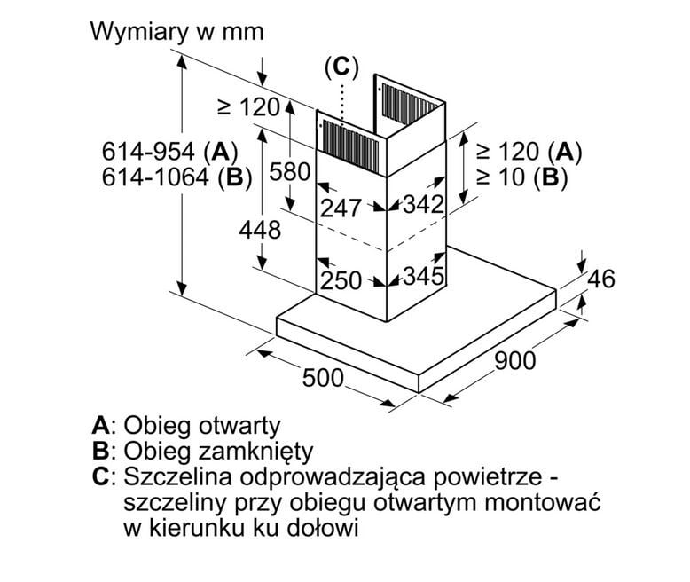 OKAP NAŚCIENNY 90CM STAL NIERDZEWNA DWB97JP50 - obrazek 2