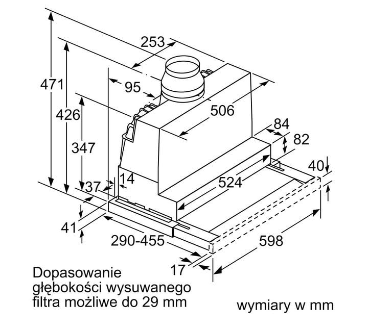 OKAP SZUFLADOWY TELESKOPOWY 60 CM STAL NIERDZEWNA DFR067E50 - obrazek 2