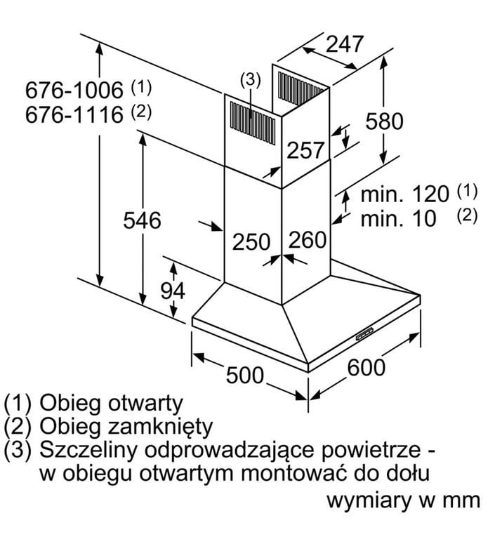 OKAP NAŚCIENNY 60CM STAL SZLACHETNA LC66QBM50 iQ300 - obrazek 2