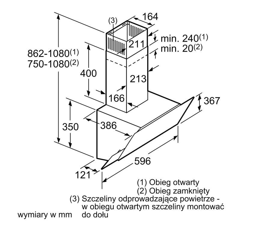 OKAP NAŚCIENNY 60CM CZARNE SZKŁO LC65KA670 iQ100 - obrazek 2