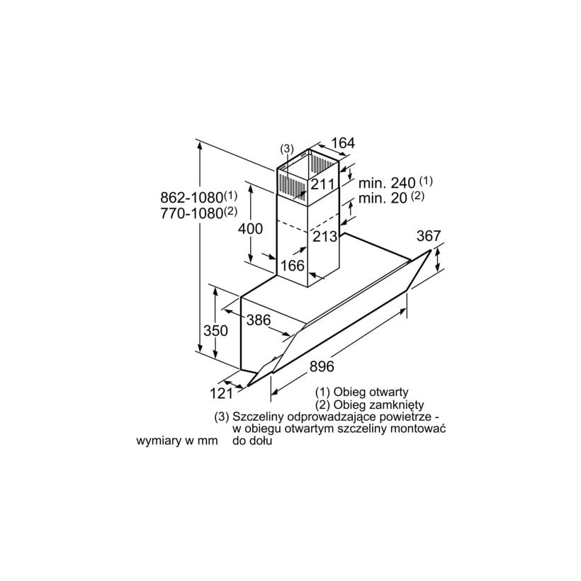 Okap kominowy Bosch DWK 095G20 90 cm - obrazek 2