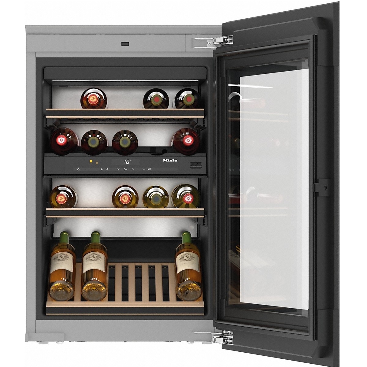 Chłodziarka na wino do zabudowy z FlexiFrame i Push2open KWT 6422 iG Obsidianblack Miele