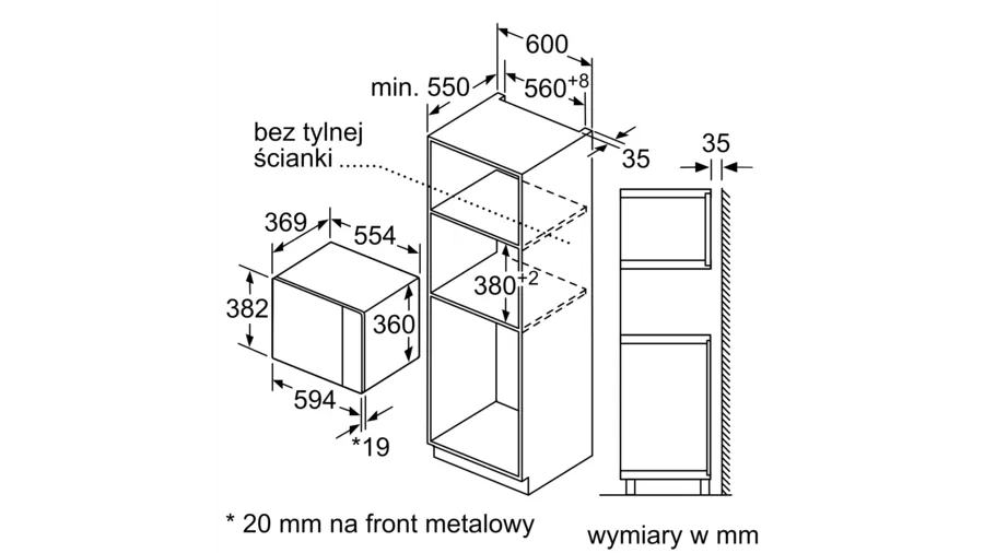 Kuchenka mikrofalowa do zabudowy 59 x 38 cm BFL553MS0 Bosch Seria 4 - obrazek 5