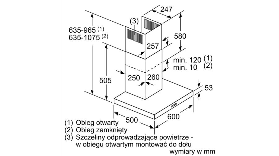 Okap naścienny czarny DWB66BC60 Bosch Serie 2 - obrazek 9