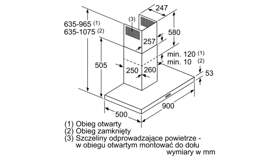Okap naścienny 90 cm DWB94BC50 Bosch Serie 2 - obrazek 6