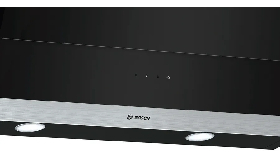 Okap naścienny 90 cm Czarne szkło DWK095G60 Bosch Serie 2 - obrazek 4