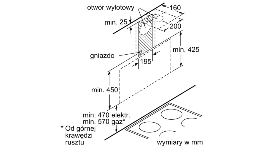 Okap naścienny 90 cm Czarne szkło DWK095G60 Bosch Serie 2 - obrazek 6