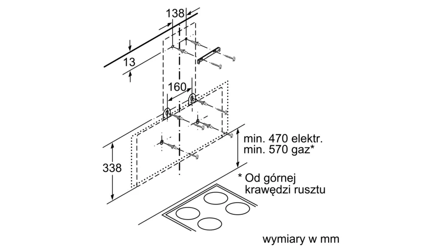 Okap naścienny 90 cm Czarne szkło DWK095G60 Bosch Serie 2 - obrazek 7