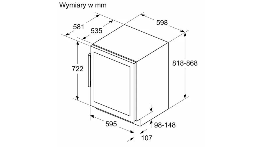Chłodziarka do wina KU21WAHG0 Siemens iQ 500 82 x 60 cm do zabudowy - obrazek 8