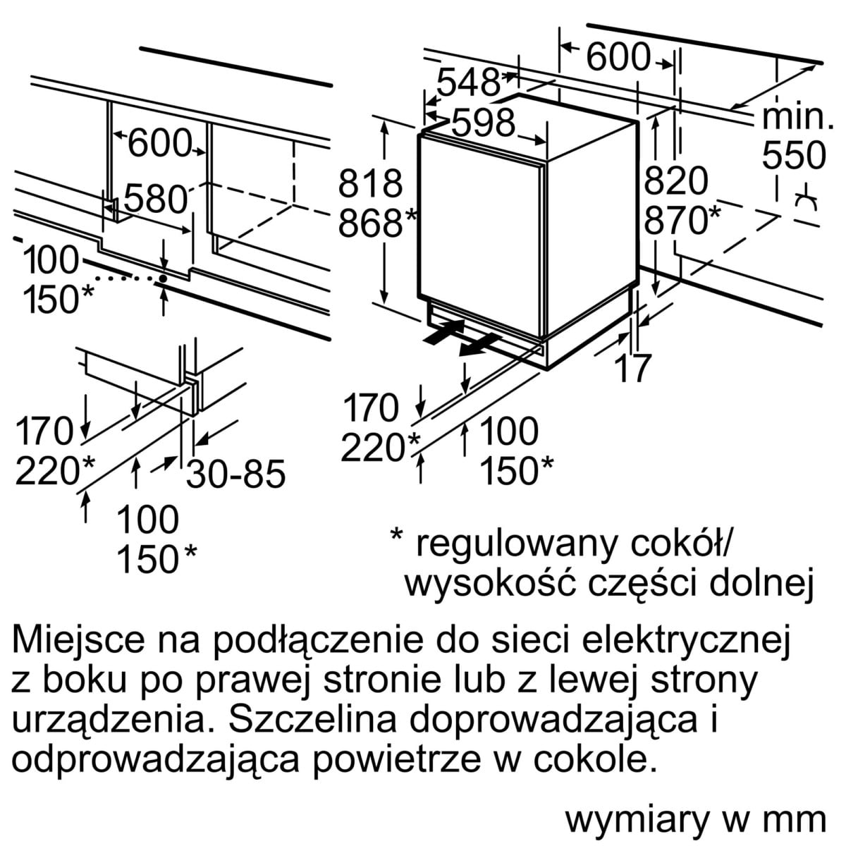 CHŁODZIARKA Z GÓRNYM ZAMRAŻALNIKIEM DO ZABUDOWY POD BLATEM KUCHENNYM SERIE 6 82CM KUL15ADF0 - obrazek 3