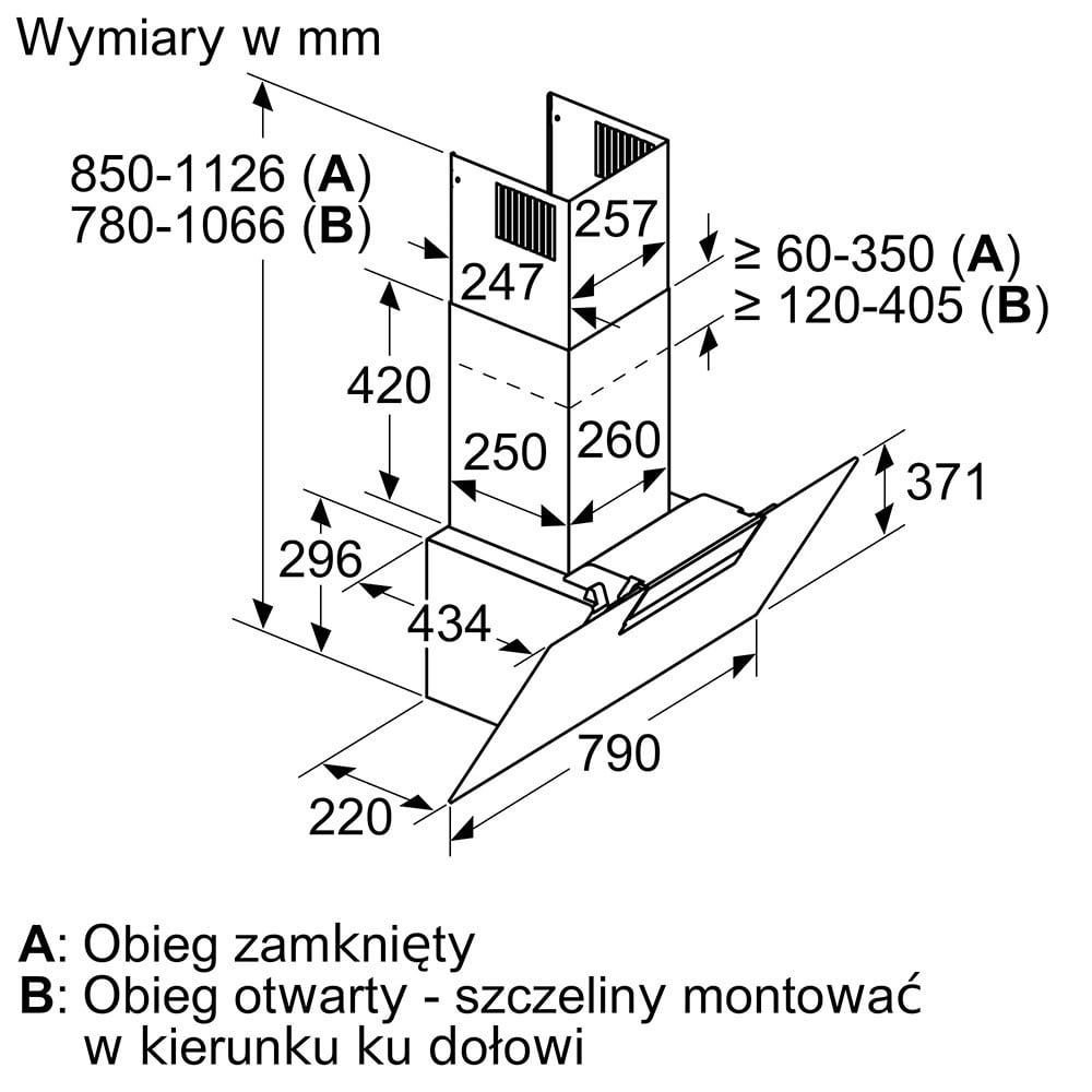 Okap naścienny 80 cm Czarny iQ300 LC87KEM60 - obrazek 3