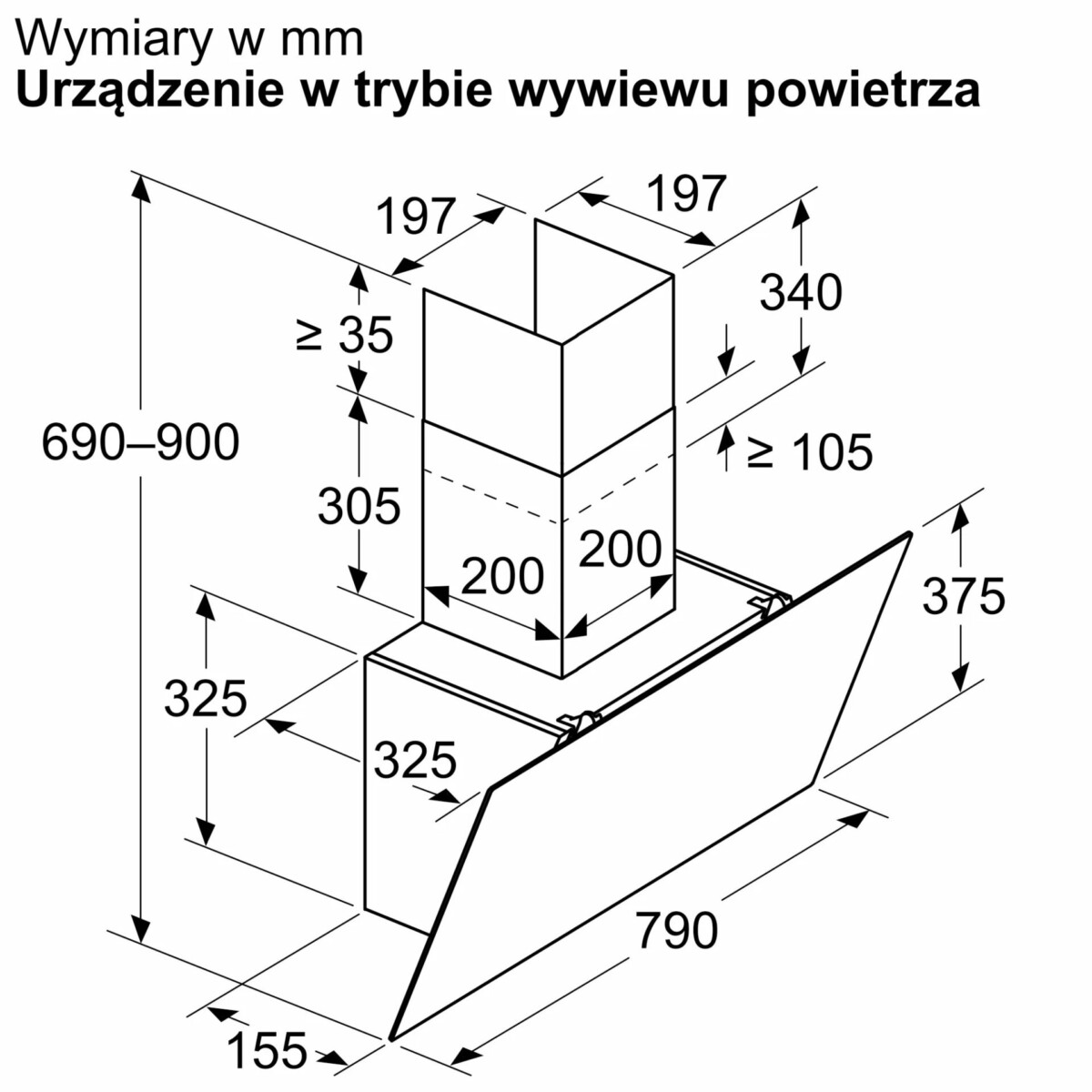 Okap naścienny czarny DWK85DK60 Bosch Serie 2 - obrazek 6