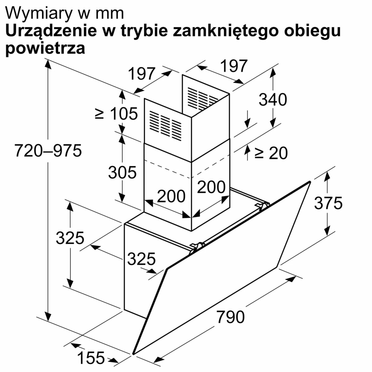 Okap naścienny czarny DWK85DK60 Bosch Serie 2 - obrazek 7