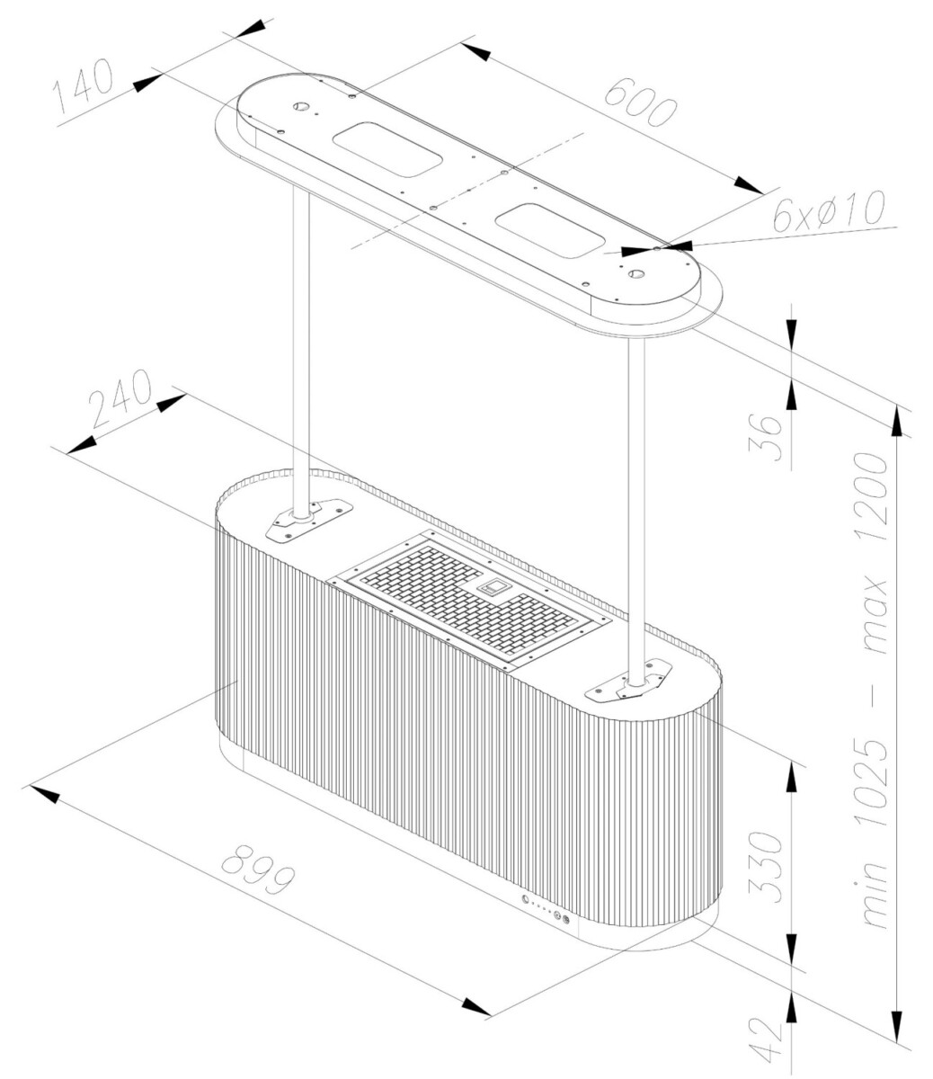 Okap wyspowy CIARKO Mono W 90 Ecru CDW9001E - obrazek 2