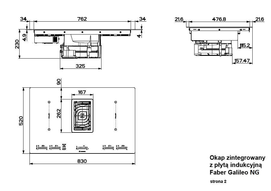 Wyciąg zintegrowany z płyta indukcyjną GALILEO BK GLASS NG 83 - obrazek 2