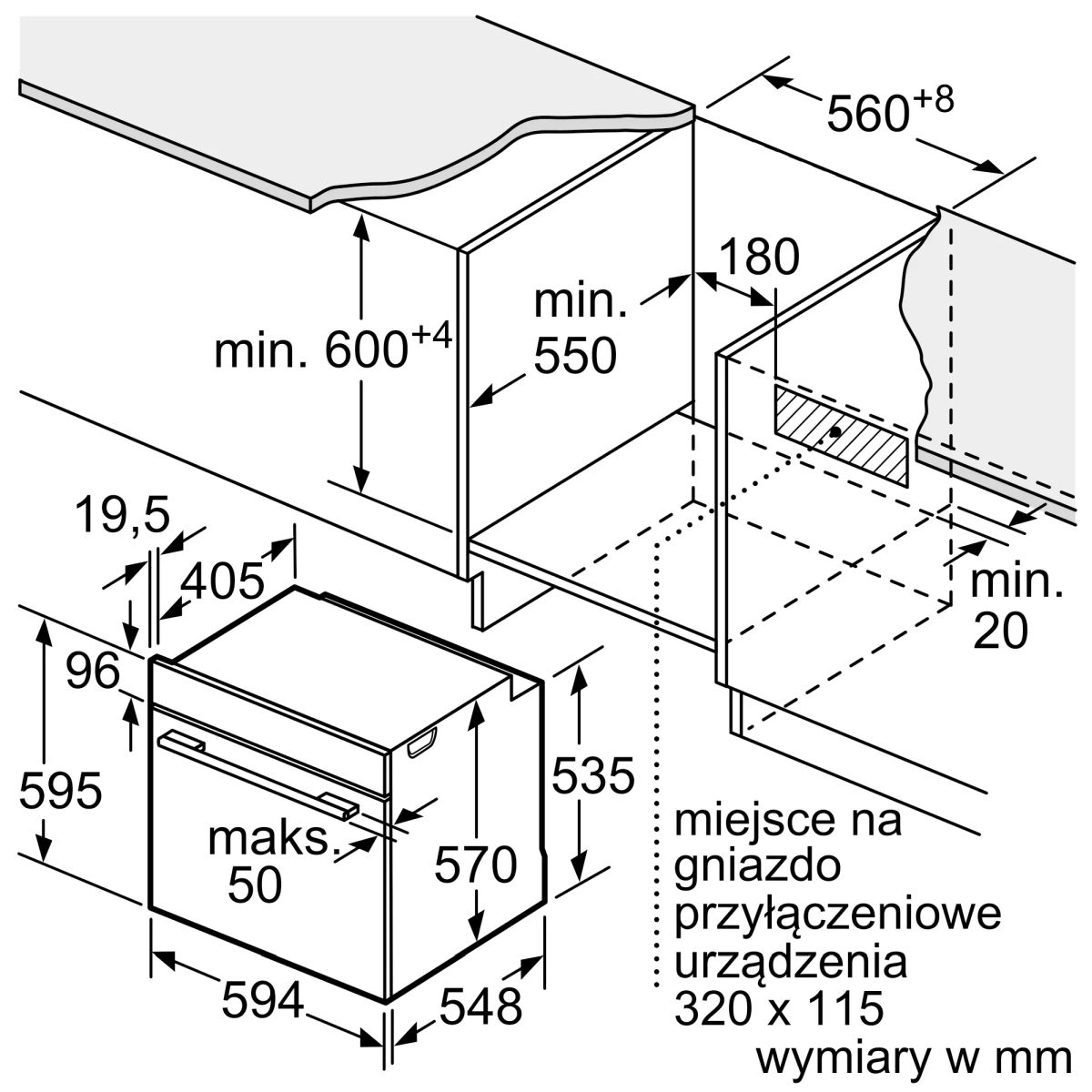 Piekarnik Bosch HRG212BB3 z funkcją pary Serie 4 do zabudowy 60 x 60 cm - obrazek 8