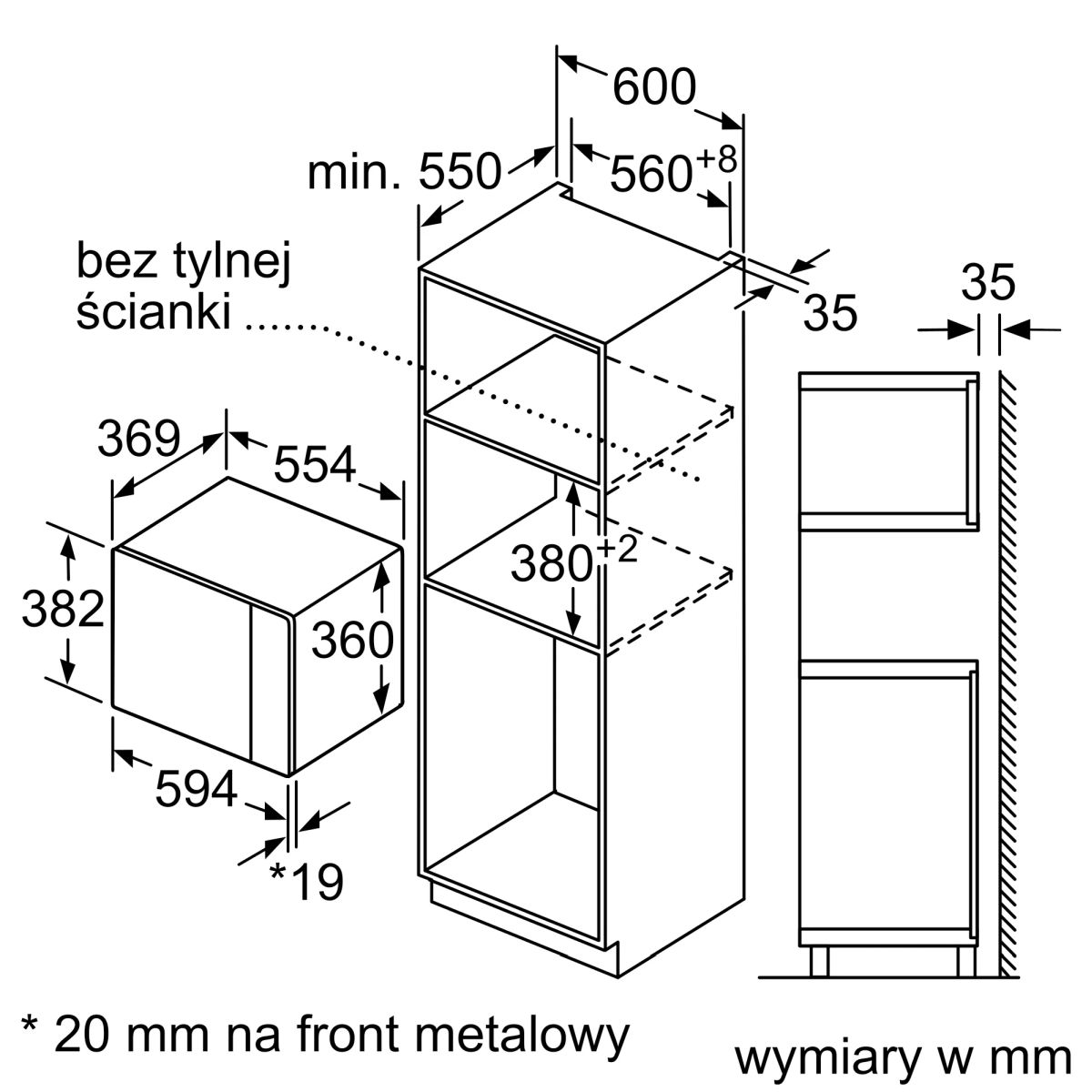 Kuchenka mikrofalowa Bosch BEL554MB0 do zabudowy Serie 6 59 x 38 cm Czarny - obrazek 8