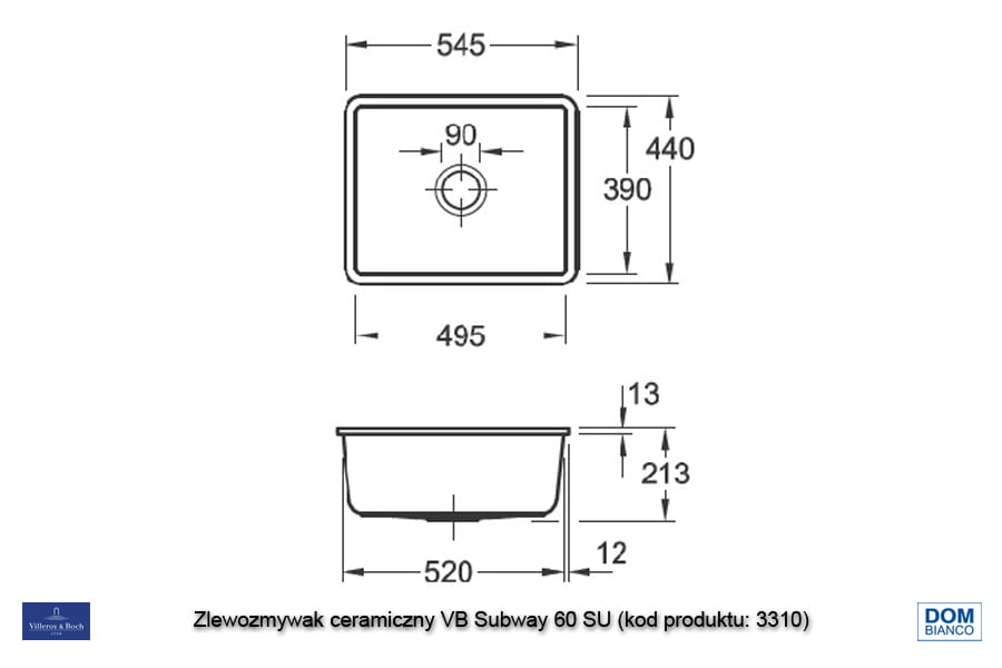 Zlewozmywak ceramiczny SUBWAY 60SU 3310 01 KG - obrazek 2