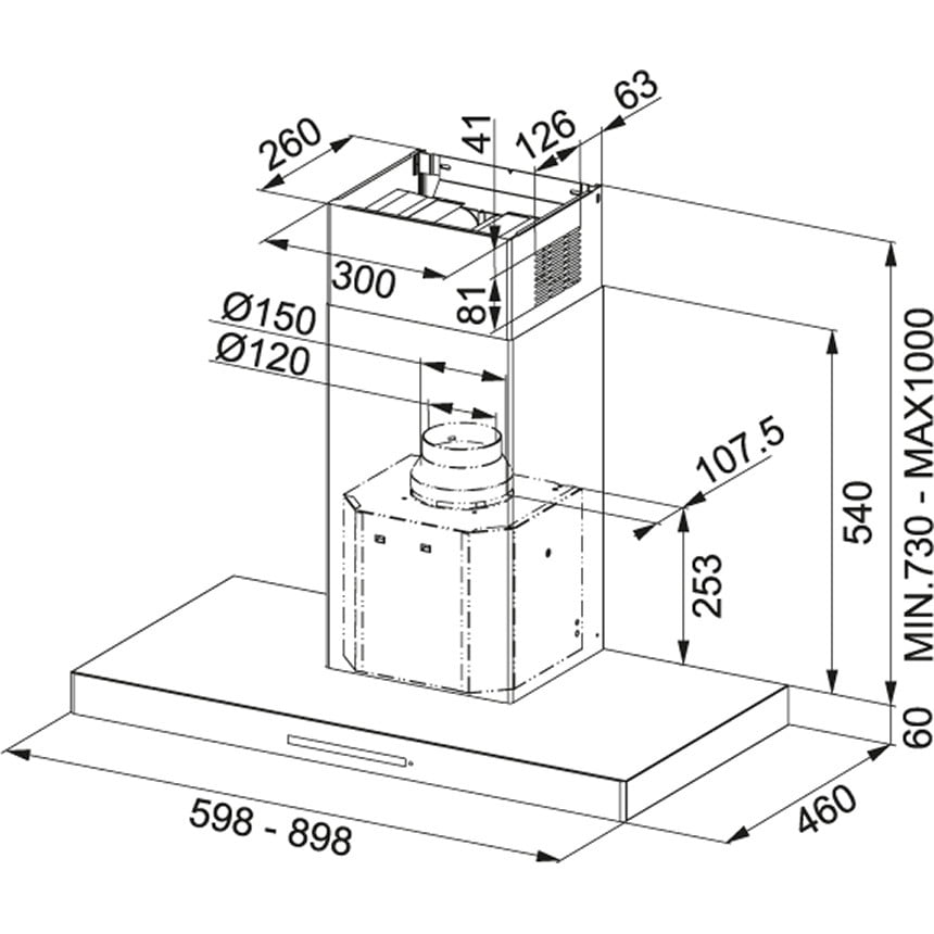 OKAP ŚCIENNY CRYSTAL FCR 925 TC WH XS - obrazek 2
