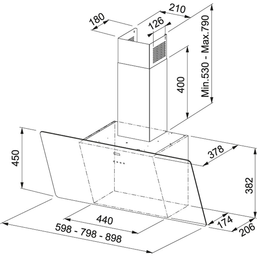 OKAP ŚCIENNY SMART 2.0 FPJ 615 V BK/DG A - obrazek 2