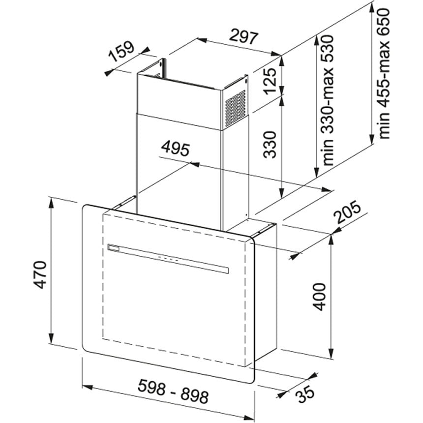 OKAP ŚCIENNY SMART FLAT FSFL 605 BK FRANKE - obrazek 2