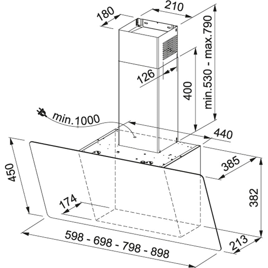 OKAP ŚCIENNY EVO PLUS FPJ 625 V WH/SS - obrazek 2