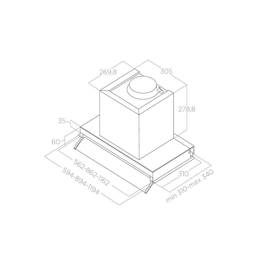 Okap do zabudowy PRF0097796A Boxin Plus 90cm stal nierdzewna - obrazek 2