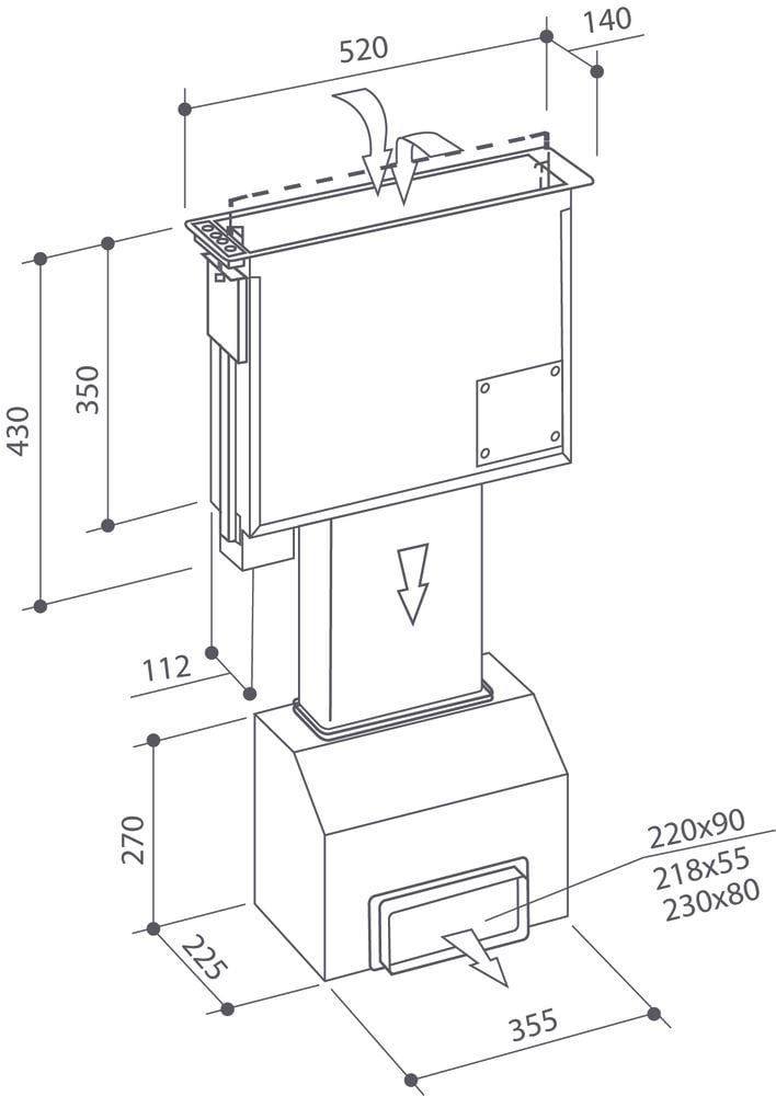 Okap Downdraft obustronny 52cm DHD7561B De Dietrich - obrazek 3