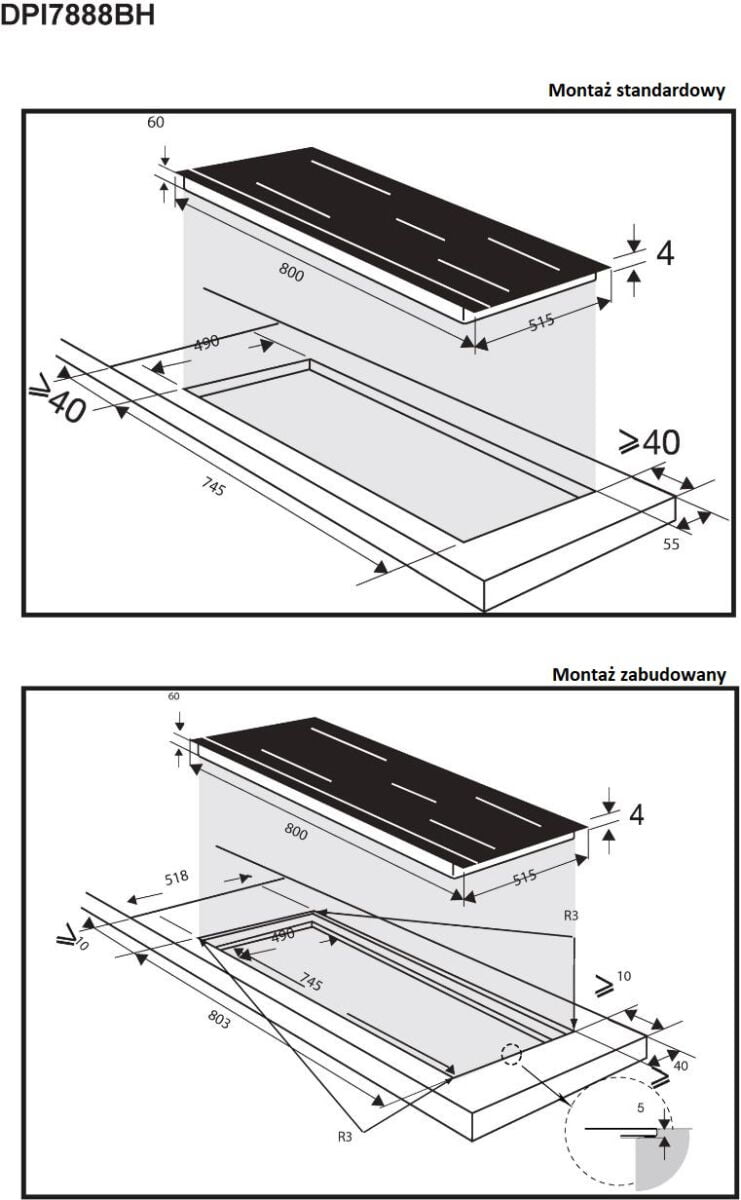 Płyta indukcyjna z wyciągiem 80cm DPI7888BH De Dietrich - obrazek 2