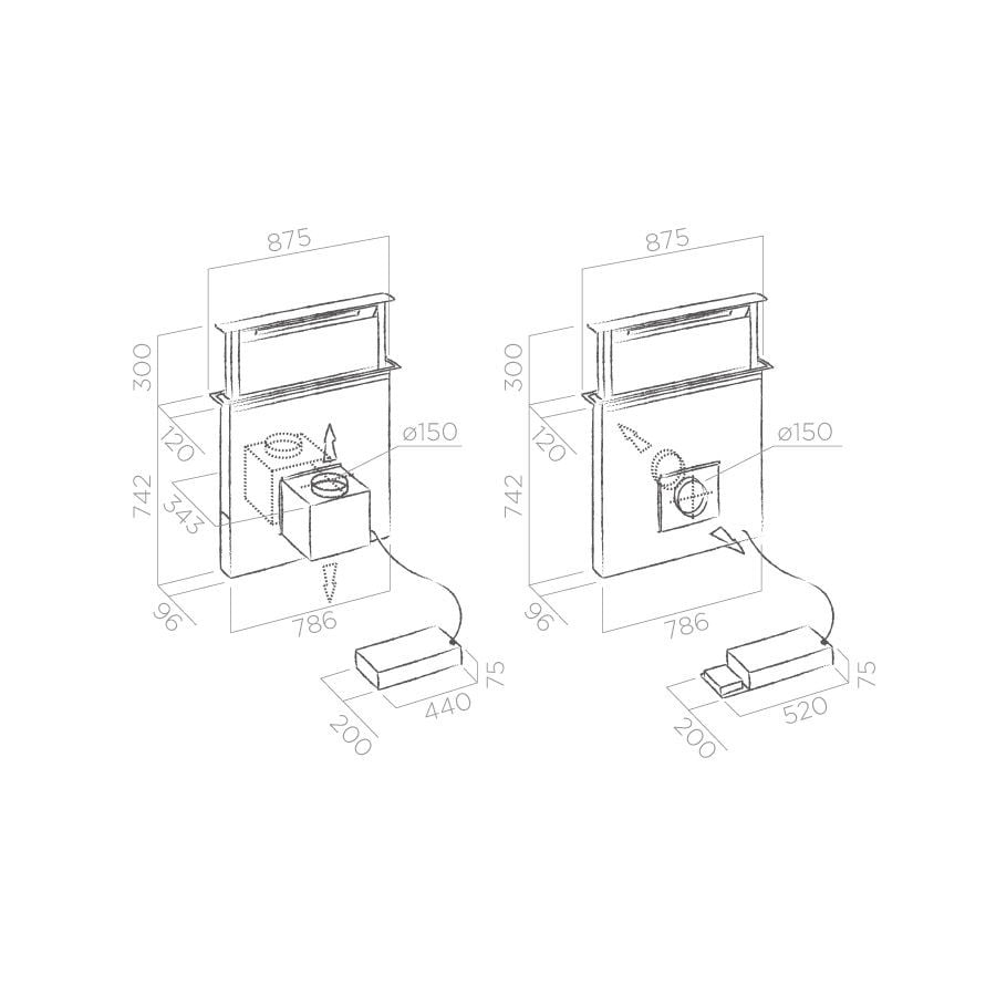 OKAP DOWNDRAFT ADAGIO BL/F/90 PRF0006191A STAL NIERDZEWNA+CZARNE SZKŁO - obrazek 2