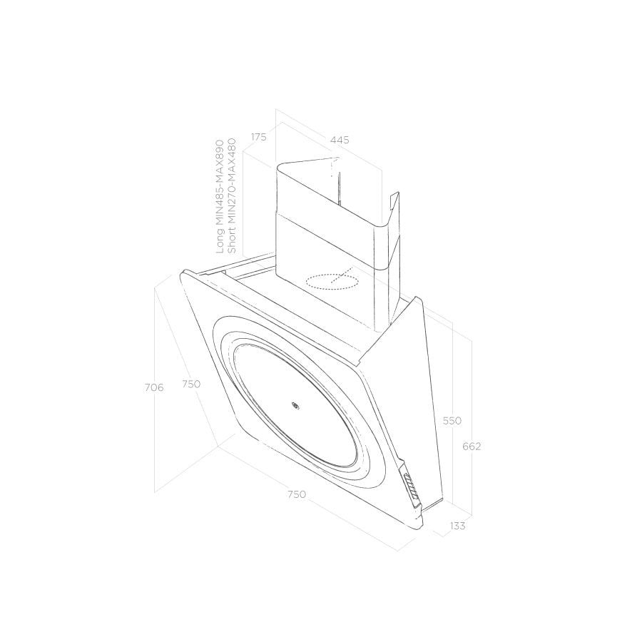 OKAP NAŚCIENNY LOOP BL/F/75 PRF0147269 CZARNY - obrazek 2