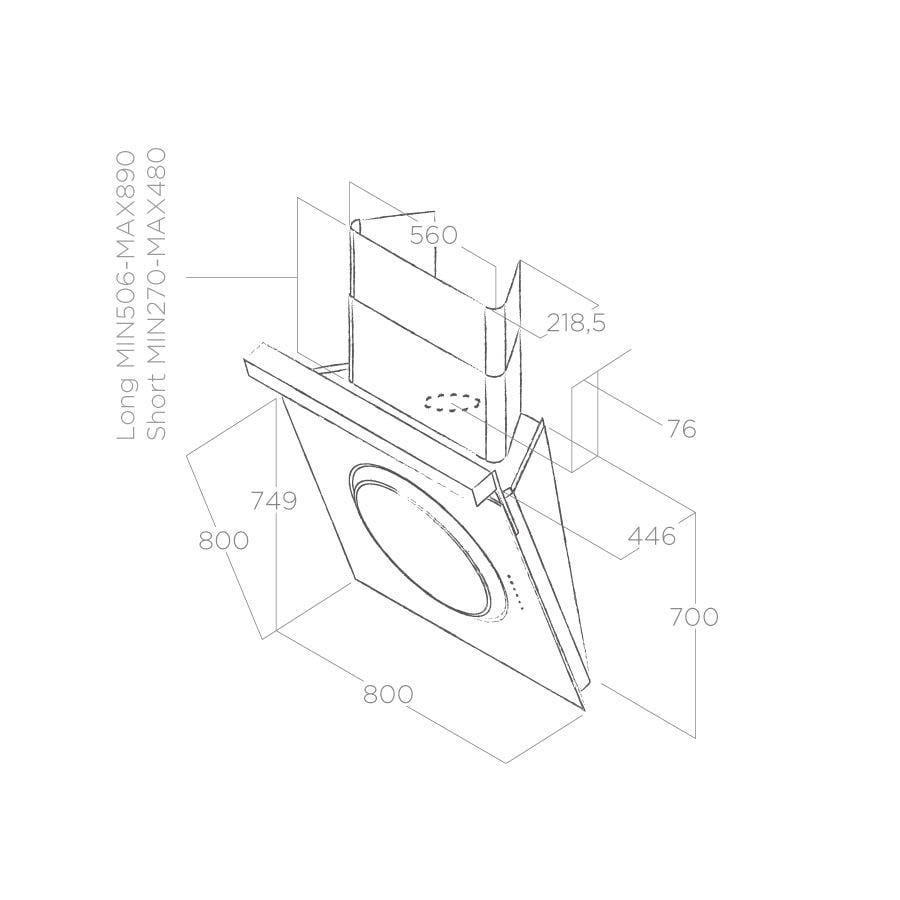 OKAP NAŚCIENNY OM TOUCH SCREEN BL/F/80 61612979A CZARNE SZKŁO - obrazek 3