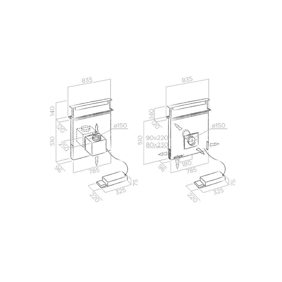 OKAP DOWNDRAFT PANDORA BL/F/90 PRF0120979 CZARNY MATOWY + CZARNE SZKŁO - obrazek 3