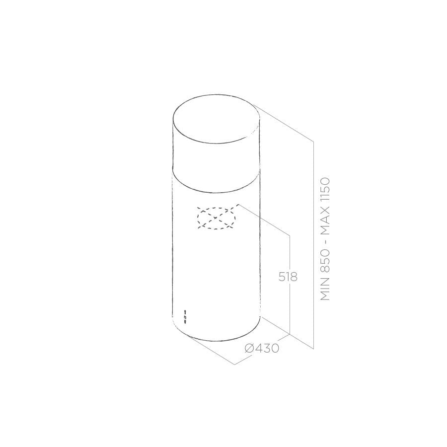 OKAP WYSPOWY TUBE PRO ISLAND BL/A/43 PRF0090717A CZARNY - obrazek 4