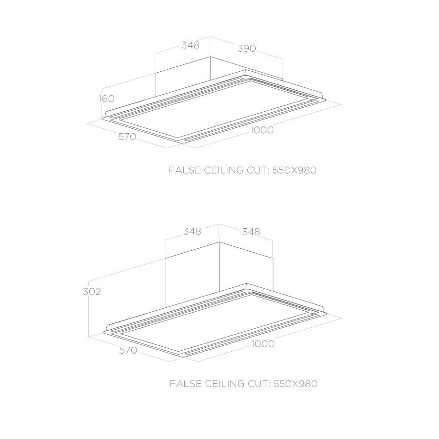 Okap sufitowy PRF0167044A HILIGHT GLASS H16 100cm biały - obrazek 4