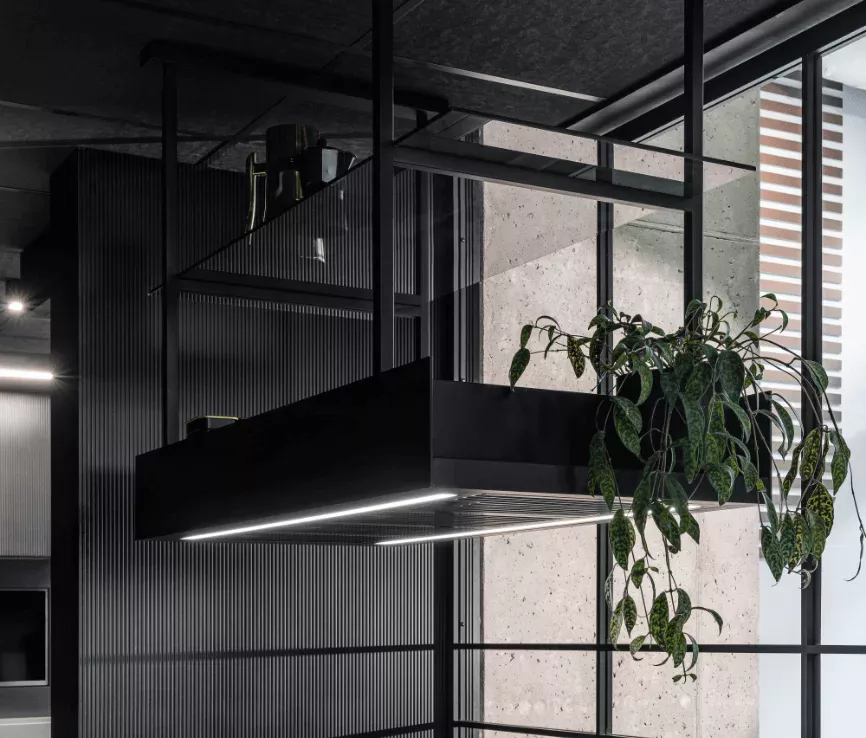 Okap wyspowy Minimal 1 czarny okap i czarny panel fabryczny 120cm CIARKO CDW1201C - obrazek 3