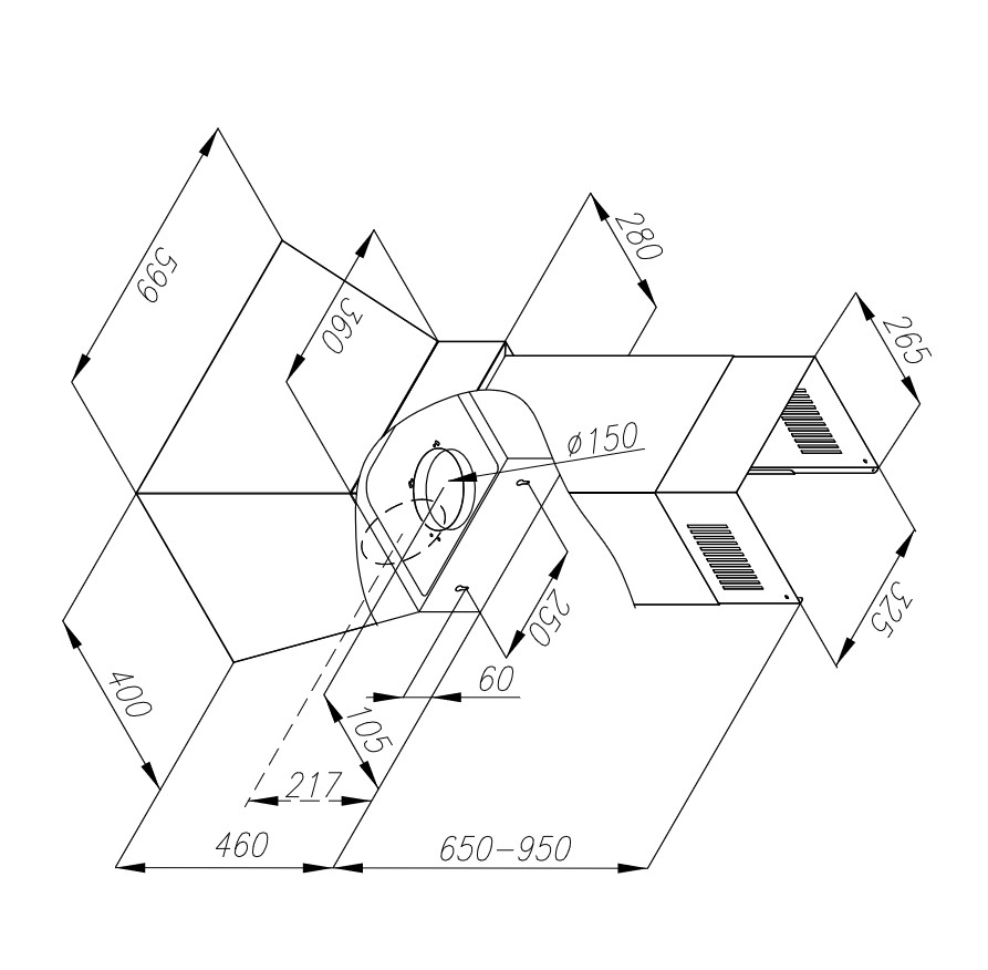 Okap przyścienny Minimal 6 90 cm CIARKO CDP906C - obrazek 5