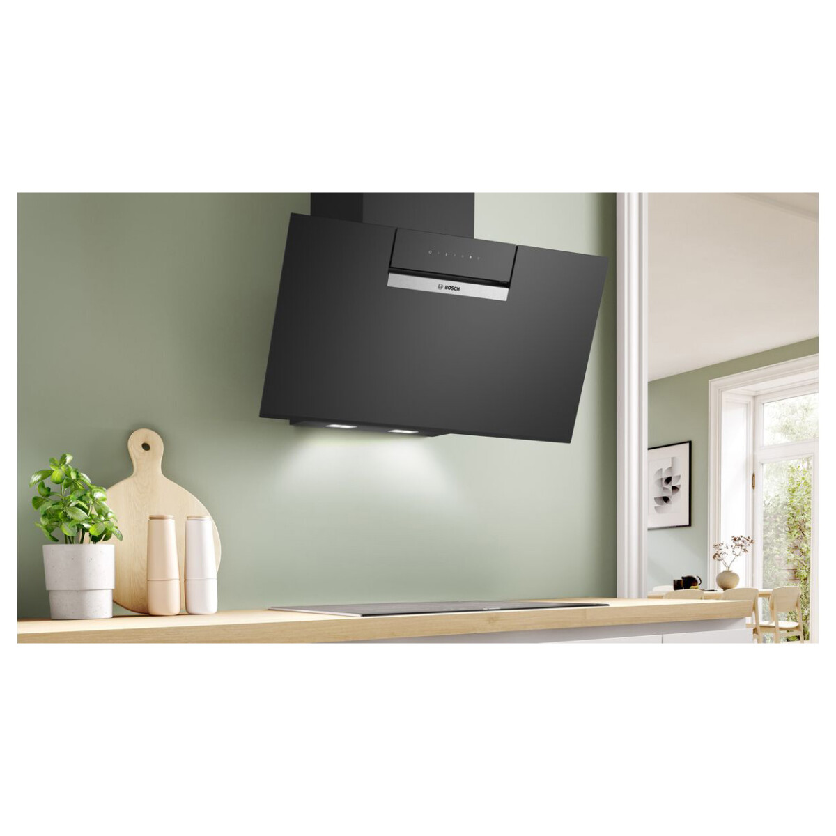 Okap naścienny Bosch DWK87FN60 80 cm Serie 4 Czarne szkło - obrazek 2