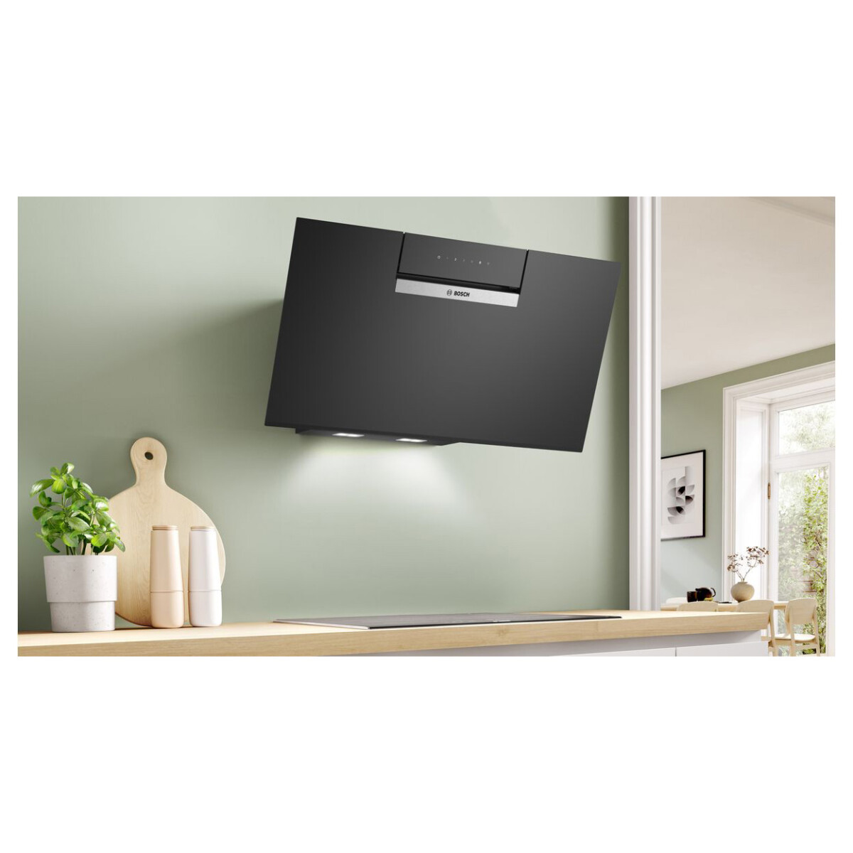 Okap naścienny Bosch DWK87FN60 80 cm Serie 4 Czarne szkło - obrazek 3