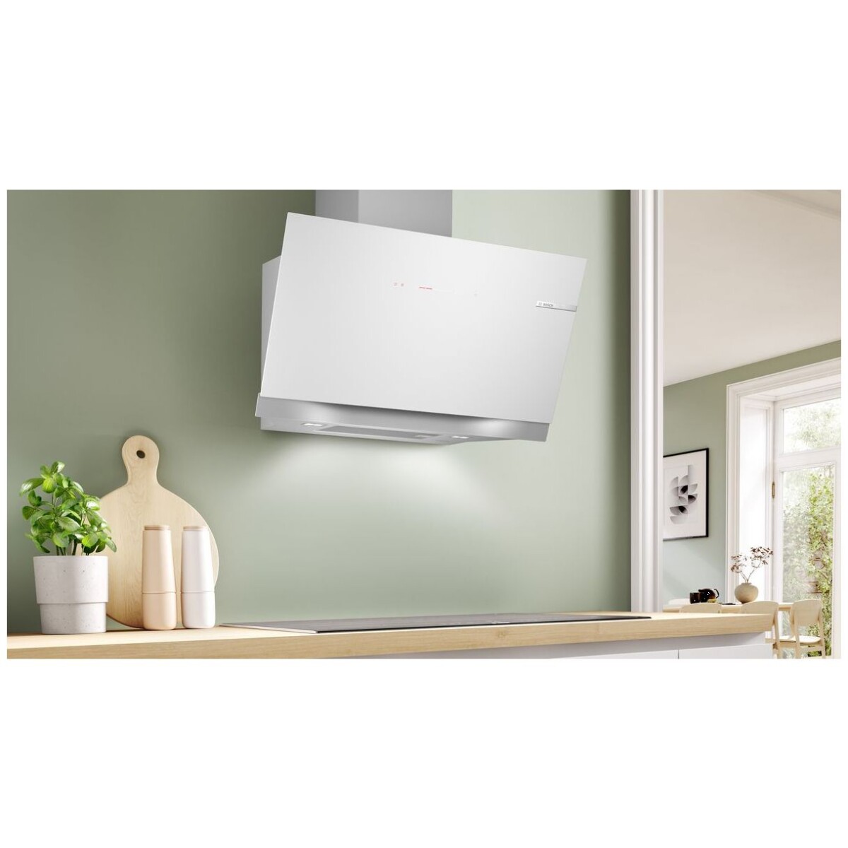 Okap naścienny Bosch DWK91LT20 90 cm Serie 8 Białe szkło - obrazek 2