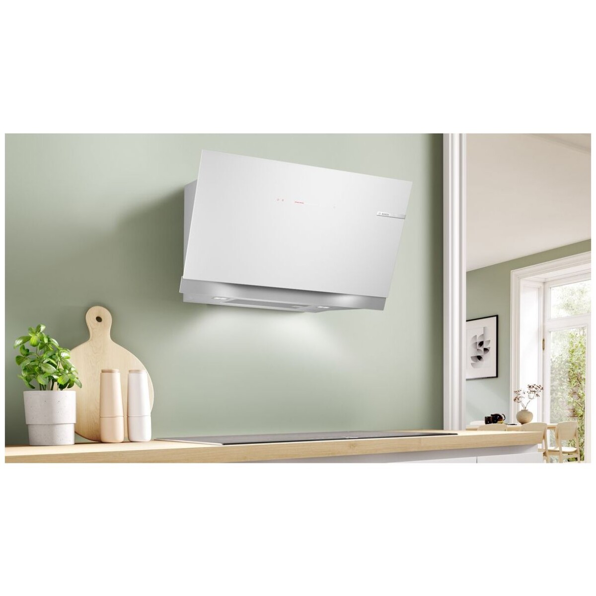 Okap naścienny Bosch DWK91LT20 90 cm Serie 8 Białe szkło - obrazek 3