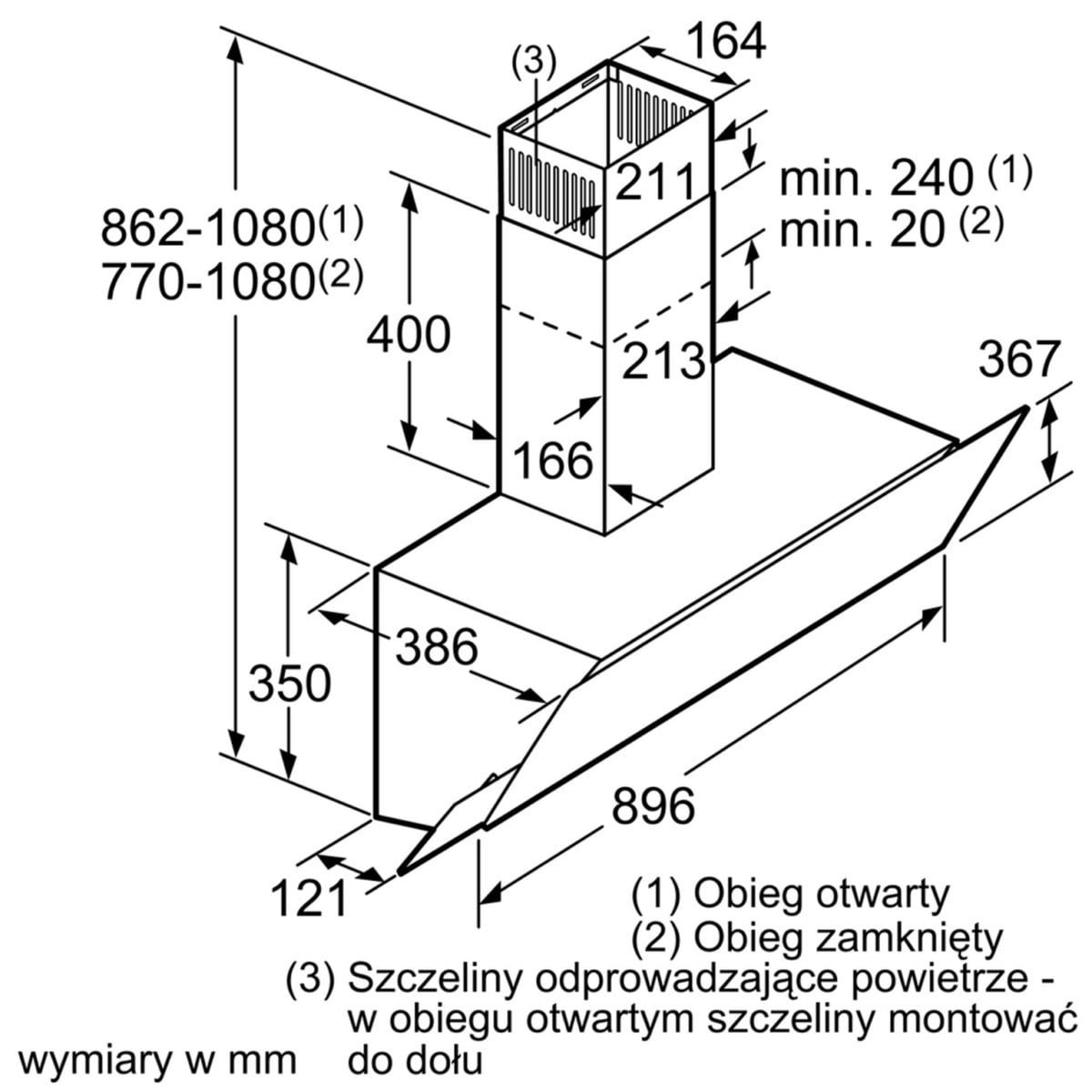 OKAP LC95KA670 NAŚCIENNY SIEMENS iQ100 90 cm Czarne szkło - obrazek 7