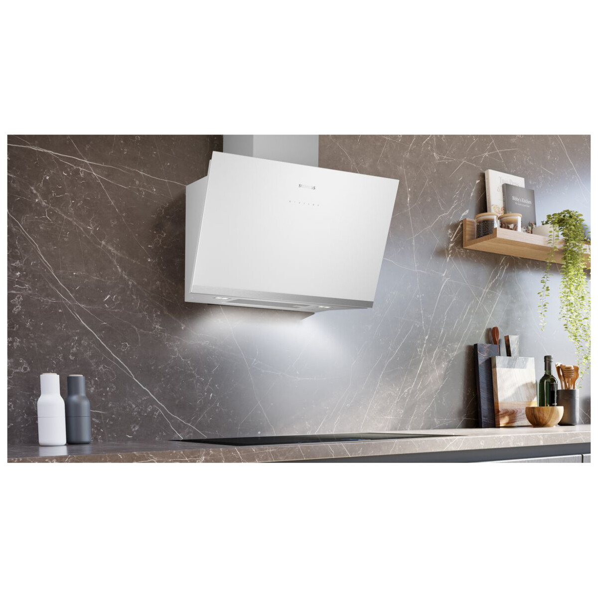 Okap naścienny Siemens LC81KAN20 iQ500 80 cm Białe szkło - obrazek 2