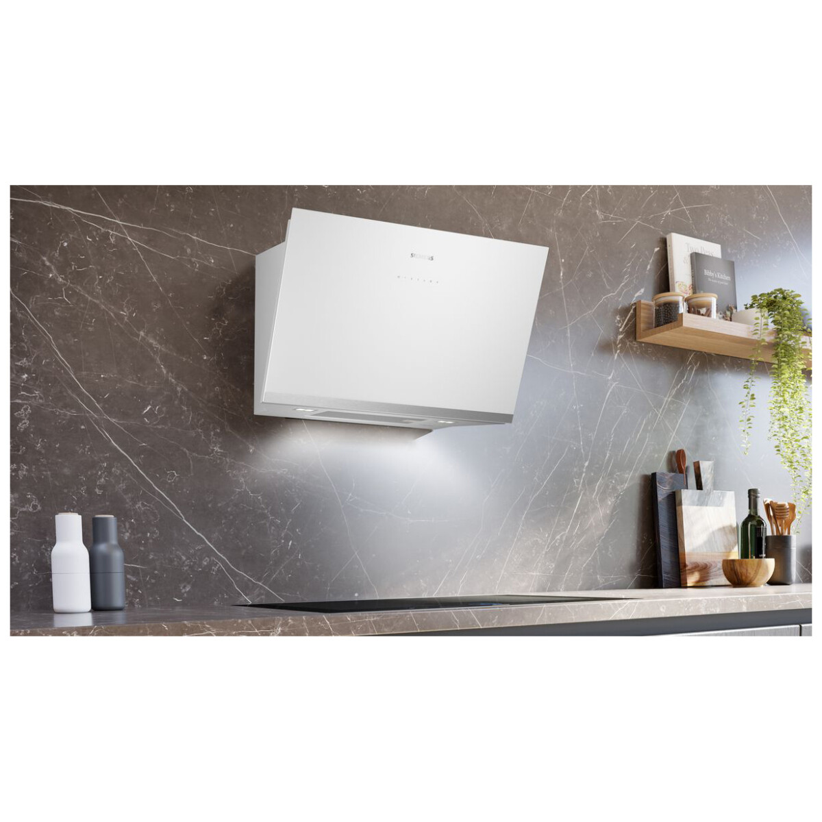 Okap naścienny Siemens LC81KAN20 iQ500 80 cm Białe szkło - obrazek 3