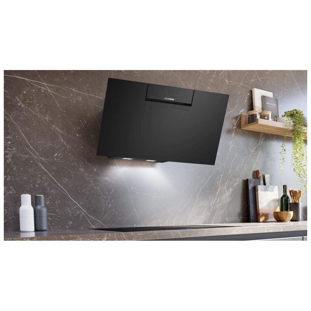 Okap naścienny Siemens LC87KFN60 iQ300 80 cm Czarne szkło - obrazek 2
