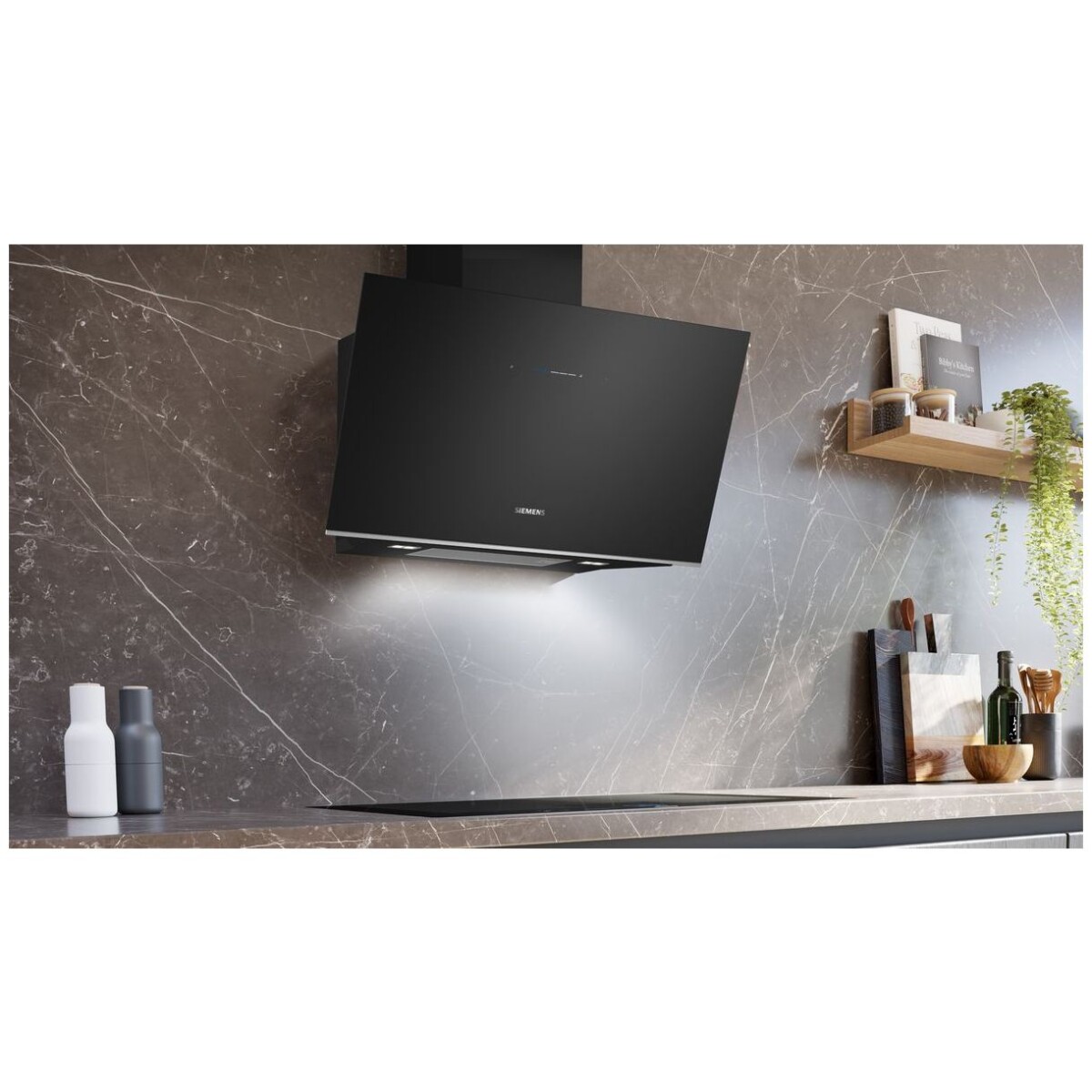 Okap naścienny Siemens LC91KLT60 iQ700 90 cm Czarne szkło - obrazek 2