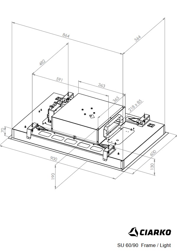Okap sufitowy SU Frame biały 60x90 cm CIARKO CDS9002B - obrazek 5