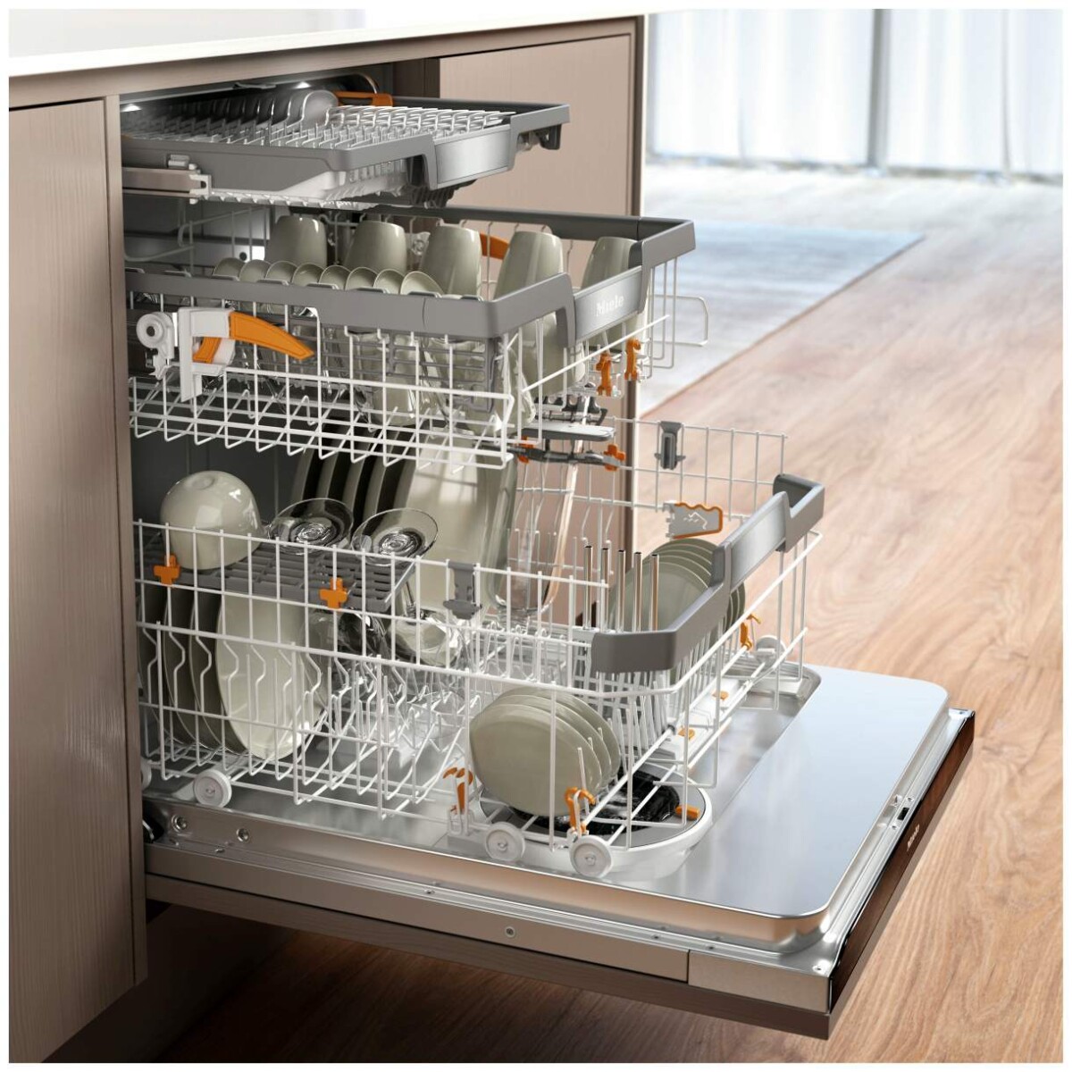 Zmywarki z ukrytym panelem MIELE G 7980 SCVi AutoDos K2O CleanSteel/ObsidianBlack - obrazek 3